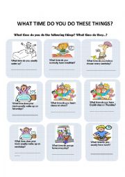 English Worksheet: Daily activities and tellling the time.