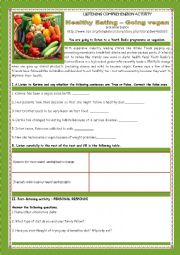 English Worksheet: LISTENING COMPREHENSION ACTIVITY- HEALTHY EATING- GOING VEGAN