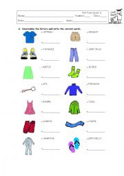 English Worksheet: Clothes and colours