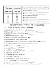 Personal Pronouns - Object Form