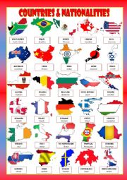 English Worksheet: COUNTRIES & NATIONALITIES