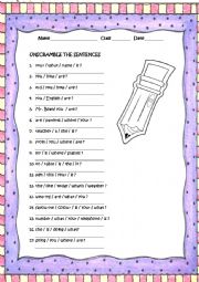 English Worksheet: reorder the sentences