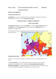 English Worksheet: the population and economy of europe