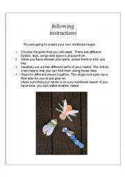English Worksheet: Following Instructions