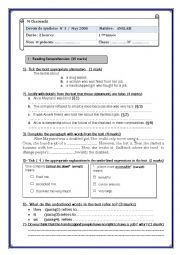 English Worksheet: end of term test 3
