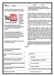 English Worksheet: the history of youtube