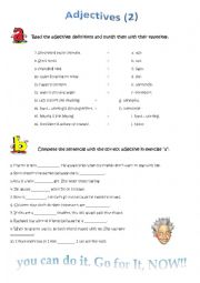 English worksheet: Adjectives