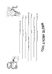 English Worksheet: Write about you