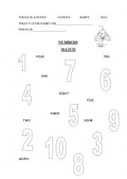 English Worksheet: Numbers. Match