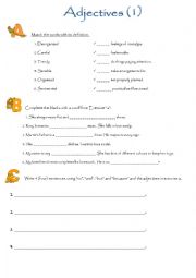 English worksheet: Adjectives 1
