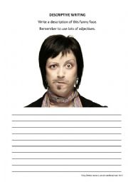 English worksheet: Descriptive Writing - Face 1