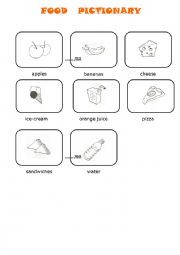 English Worksheet: food pictionary