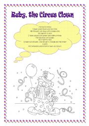 English Worksheet: Ruby, the Circus Clown