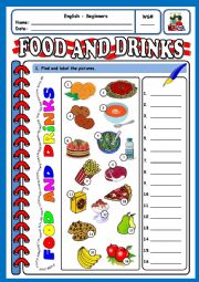 English Worksheet: Food and drinks