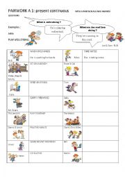 English Worksheet: PRESENT CONTINUOUS PAIR WORK