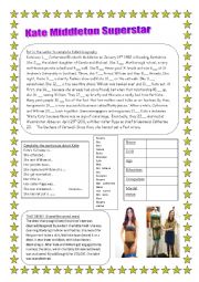 English Worksheet: Kate Middleton Superstar