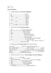 English Worksheet: Present Continuous