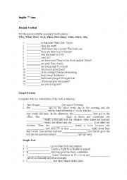 English Worksheet: W-questions, Simple Present e Simple Past
