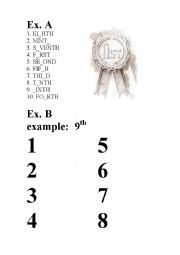 English worksheet: Ordinal Numbers