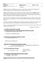 English Worksheet: End of term test 8th form