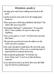 English worksheet: dictation