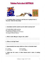 FABULOUS FACTS ABOUT AUSTRALIA 10 questions QUIZ