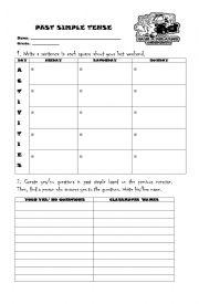 English Worksheet: past simple last weekend