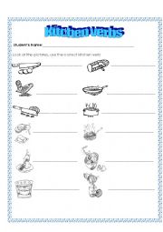 English Worksheet: kitchen verbs