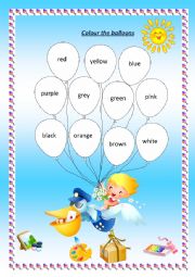 English Worksheet: Colour the balloons