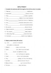 English Worksheet: simple present