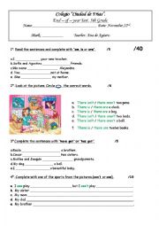 English Worksheet: END OF YEAR TEST 5TH GRADE