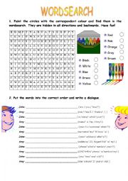 English Worksheet: Colours wordsearch