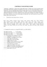 English Worksheet: COUNTABLE X UNCOUNTABLE NOUNS