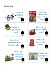 English Worksheet: United Kingdom Board Game (48 cards and Answer Key)