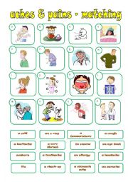 English Worksheet: HEALTH PROBLEMS - matching