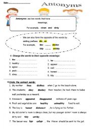 English Worksheet: Antonyms ( prefixes)