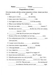 Preposition of time (in, on, at)