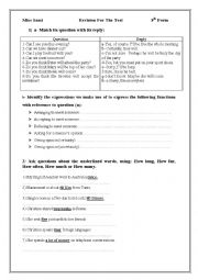 English Worksheet: Revision for 8th form