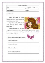 English Worksheet: Written test