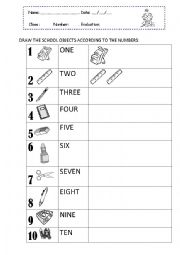 School objects and numbers