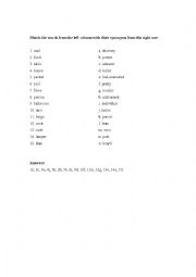 English Worksheet: Synonyms