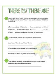 English Worksheet: There is/ There are