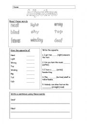 English worksheet: Adjectives