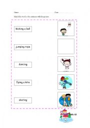 English worksheet: having fun (matching)