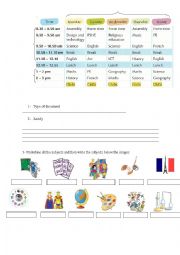 English Worksheet: Jamies timetable