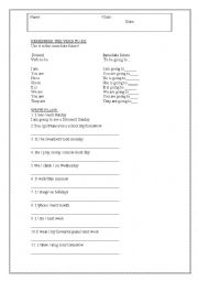 English Worksheet: inmediate future