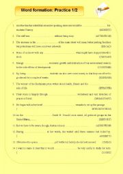 English Worksheet: word formation for fce