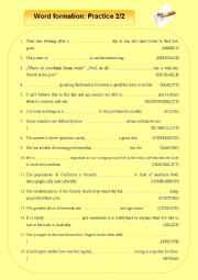 English Worksheet: word formation for fce 2