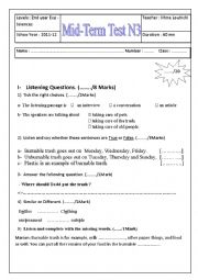 mid term test for second year secondary school