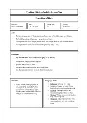 prepositions of place lesson plan
